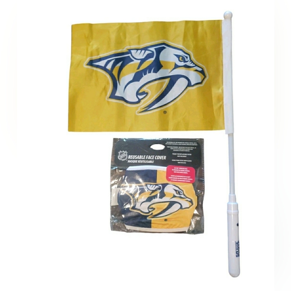 Nashville Predators Yellow Team Flag with Face Cover NEW